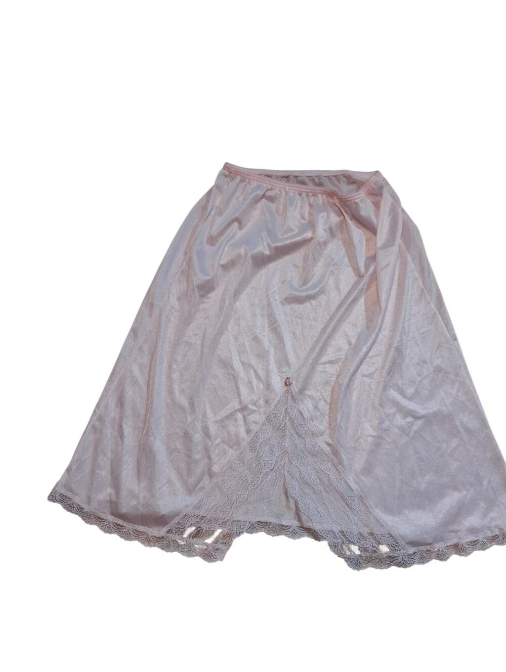Vintage Mel-Lin 100% Nylon USA Silky Pink Half Slip with Lace Trim Precious